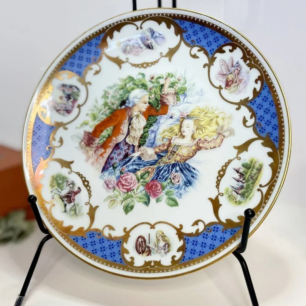 Limoges Porcelain Sleeping Beauty Premier Edition 1983 w/ Display Stand